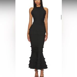 Elliatt Black Ruffle Theatrical Gown Maxi Dress